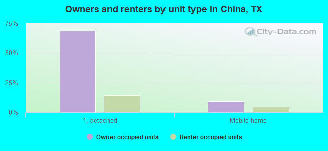 Owners and renters by unit type in China, TX