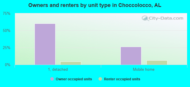 Owners and renters by unit type in Choccolocco, AL