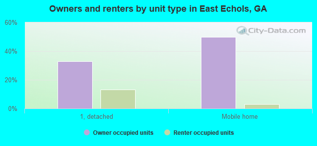 Owners and renters by unit type in East Echols, GA