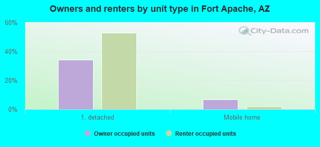 Owners and renters by unit type in Fort Apache, AZ