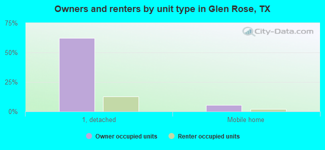 Owners and renters by unit type in Glen Rose, TX