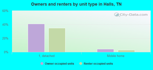 Owners and renters by unit type in Halls, TN