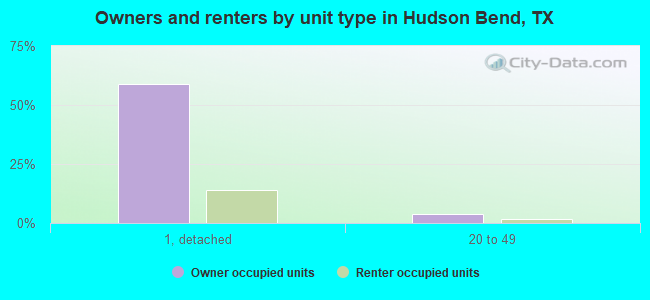 Owners and renters by unit type in Hudson Bend, TX