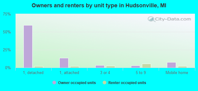 Owners and renters by unit type in Hudsonville, MI