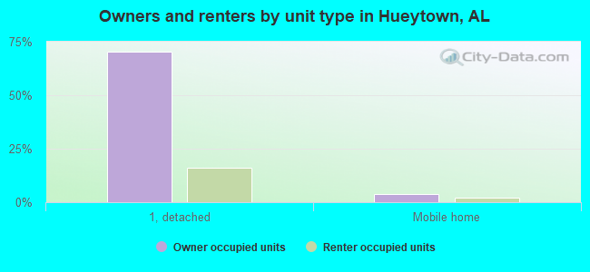 Owners and renters by unit type in Hueytown, AL