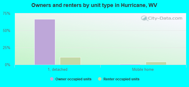 Owners and renters by unit type in Hurricane, WV
