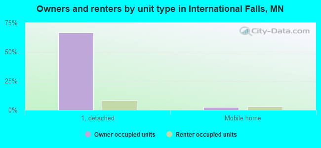 Owners and renters by unit type in International Falls, MN