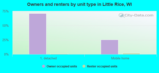 Owners and renters by unit type in Little Rice, WI