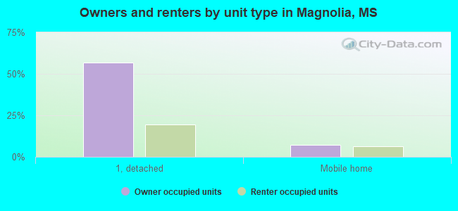 Owners and renters by unit type in Magnolia, MS