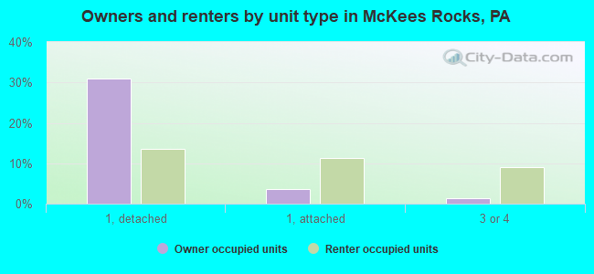 Owners and renters by unit type in McKees Rocks, PA