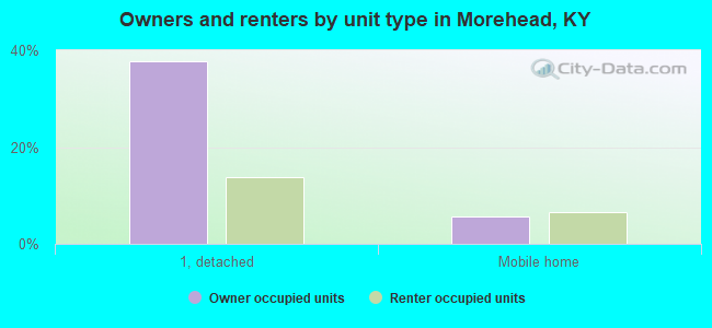 Owners and renters by unit type in Morehead, KY