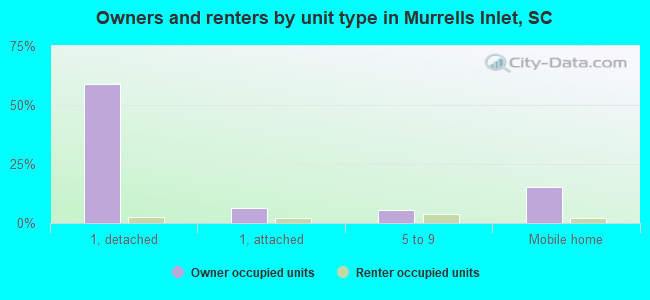 Owners and renters by unit type in Murrells Inlet, SC