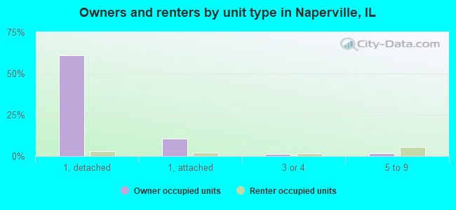 Owners and renters by unit type in Naperville, IL
