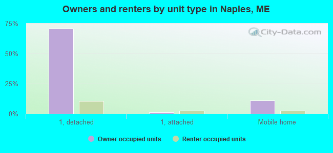 Owners and renters by unit type in Naples, ME