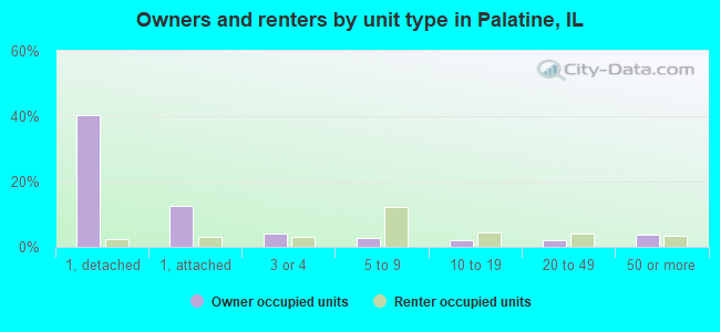 Owners and renters by unit type in Palatine, IL