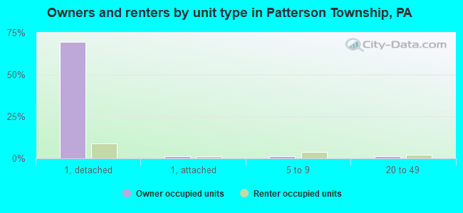 Owners and renters by unit type in Patterson Township, PA