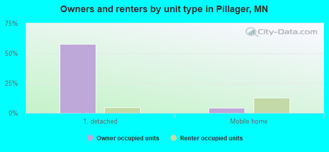 Owners and renters by unit type in Pillager, MN