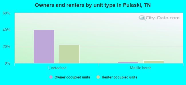 Owners and renters by unit type in Pulaski, TN