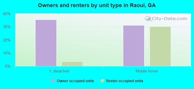 Owners and renters by unit type in Raoul, GA