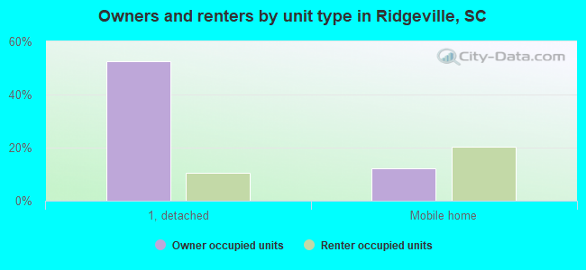 Owners and renters by unit type in Ridgeville, SC