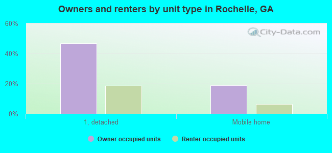Owners and renters by unit type in Rochelle, GA