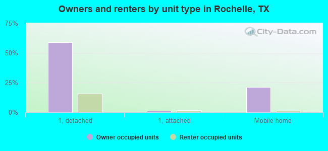 Owners and renters by unit type in Rochelle, TX
