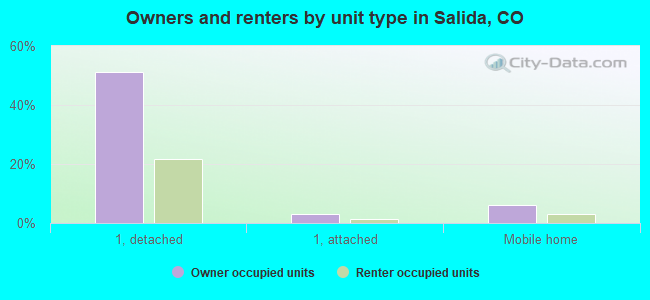 Owners and renters by unit type in Salida, CO