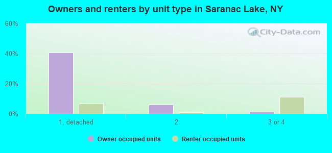 Owners and renters by unit type in Saranac Lake, NY