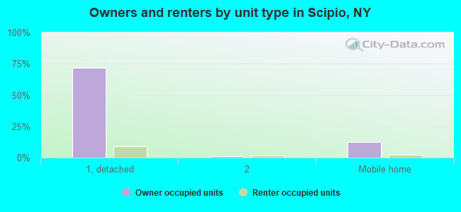 Owners and renters by unit type in Scipio, NY