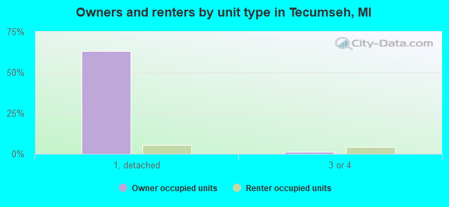 Owners and renters by unit type in Tecumseh, MI