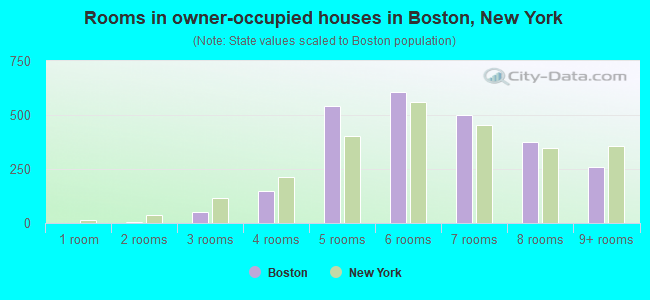 Rooms in owner-occupied houses in Boston, New York