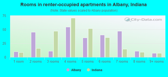 Rooms in renter-occupied apartments in Albany, Indiana