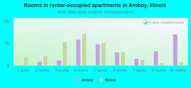 Rooms in renter-occupied apartments in Amboy, Illinois