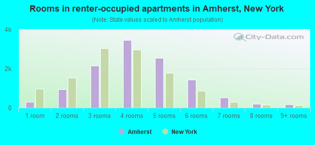 Rooms in renter-occupied apartments in Amherst, New York