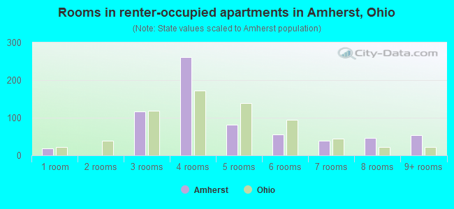 Rooms in renter-occupied apartments in Amherst, Ohio