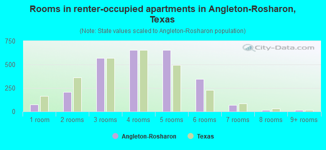 Rooms in renter-occupied apartments in Angleton-Rosharon, Texas