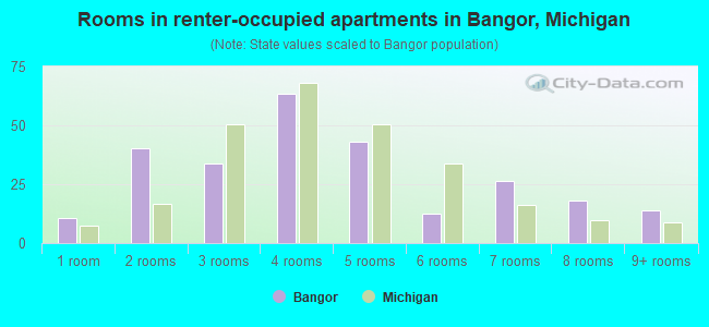 Rooms in renter-occupied apartments in Bangor, Michigan