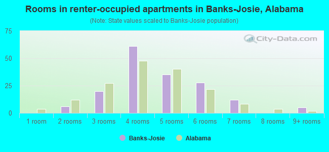 Rooms in renter-occupied apartments in Banks-Josie, Alabama
