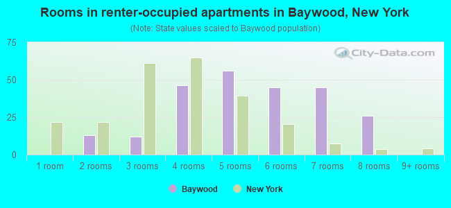 Rooms in renter-occupied apartments in Baywood, New York