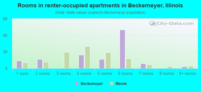 Rooms in renter-occupied apartments in Beckemeyer, Illinois