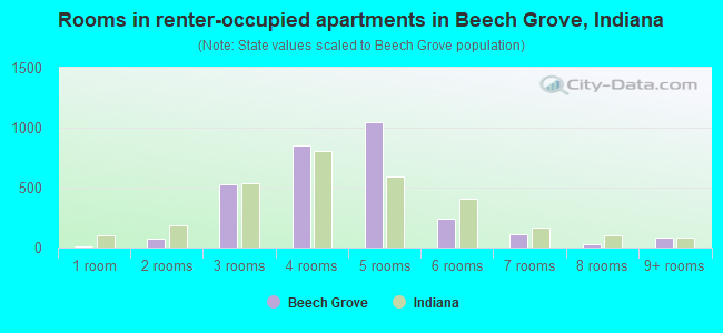 Rooms in renter-occupied apartments in Beech Grove, Indiana
