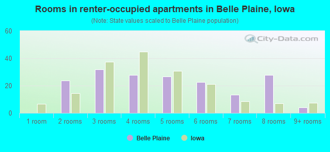 Rooms in renter-occupied apartments in Belle Plaine, Iowa