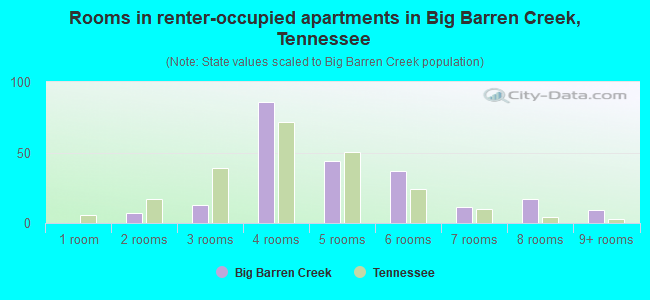 Rooms in renter-occupied apartments in Big Barren Creek, Tennessee
