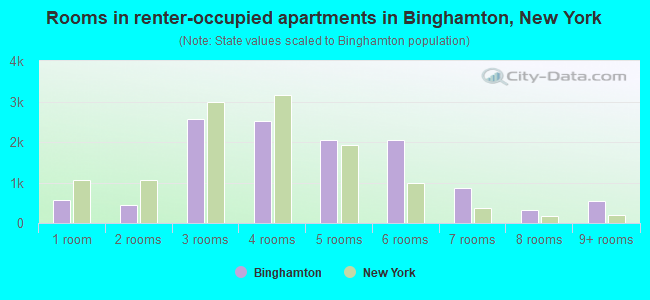 Rooms in renter-occupied apartments in Binghamton, New York