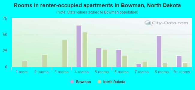 Rooms in renter-occupied apartments in Bowman, North Dakota