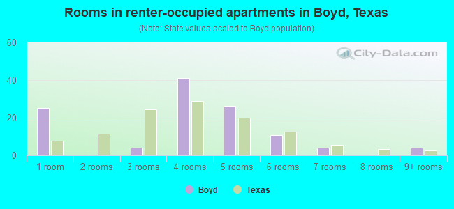 Rooms in renter-occupied apartments in Boyd, Texas