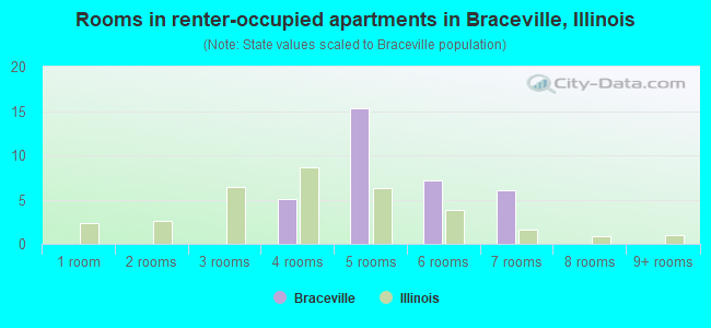Rooms in renter-occupied apartments in Braceville, Illinois