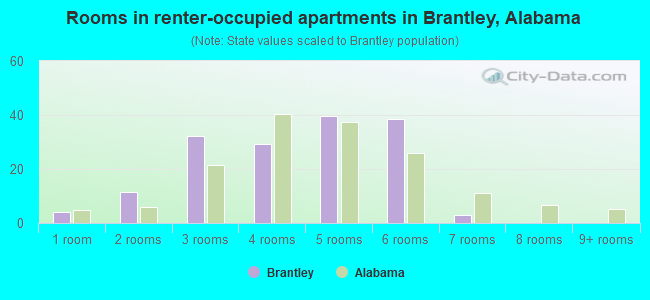 Rooms in renter-occupied apartments in Brantley, Alabama