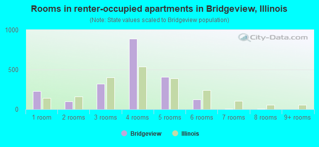 Rooms in renter-occupied apartments in Bridgeview, Illinois