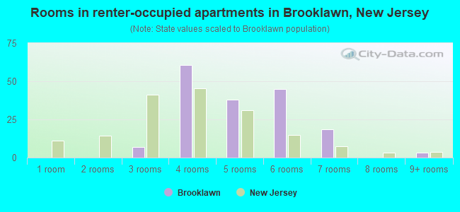 Rooms in renter-occupied apartments in Brooklawn, New Jersey